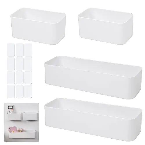 LANSKYLAN 4 Stück Aufbewahrungsboxen für Dusche und Küche, Selbstklebendes Duschregal ohne Bohren