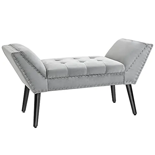 HOMCOM Polsterbank in Hellgrau - Sitzbank für Schlafzimmer, Wohnzimmer & Flur, 114 x 46 x 56 cm