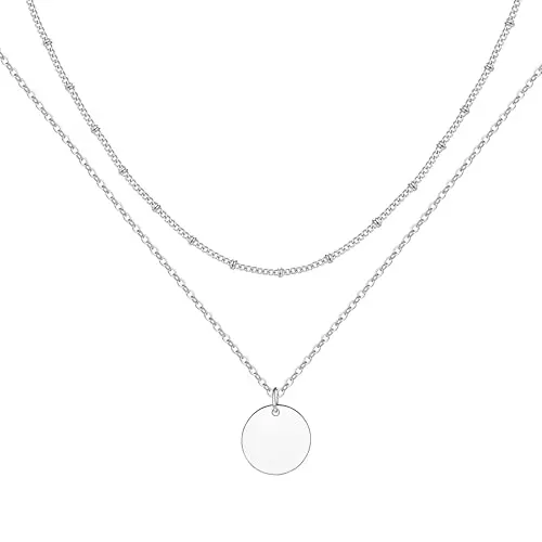 LOLIAS Damen Silber 925 Halskette 2er Set Wasserfest mit Münz-Anhänger