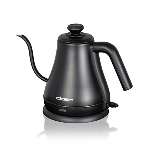 Cloer 4960 Wasserkocher Gooseneck, 1000 W, 0,8 Liter, Edelstahl schwarz