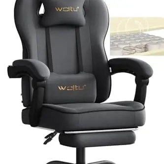 WOLTU Gaming Stuhl mit Kopf- und Lendenkissen, ergonomisch, grau, bis 150 kg