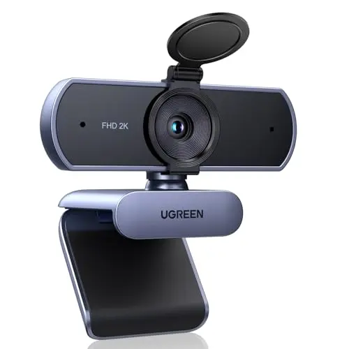 UGREEN 2K Webcam mit Mikrofon und Privacy Cover, Plug & Play für Windows/MacOS, ideal für Zoom und Skype