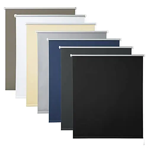 WOLTU Verdunkelungsrollo ohne Bohren, Thermo Sichtschutz für Türen und Fenster, 50 x 160 cm, Schwarz