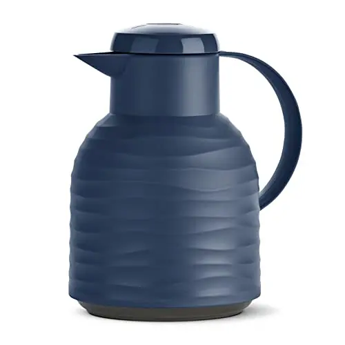 Emsa Samba Wave Isolierkanne 1,0 Liter - 12h heiß/24h kalt - 100 % dicht - Wave Navy