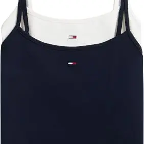 Tommy Jeans Damen Strap Top 2er Pack Essential, Ecru/Dunkelblau, Größe L