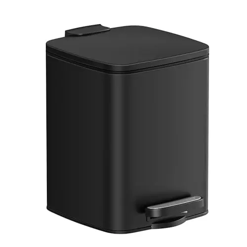 SONGMICS Kosmetikeimer 6L - Tretmülleimer für Bad und kleine Räume, mit Softclose Deckel, schwarz