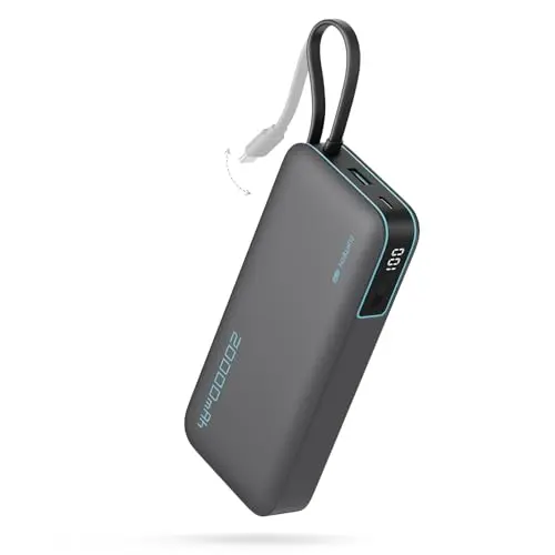 CUKTECH 20000mAh Power Bank mit USB-C Kabel und Schnellladefunktion für iPhone 15/16 Pro Max, MacBook, Galaxy S25