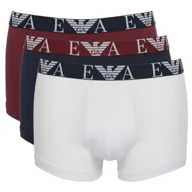 Emporio Armani Herren 3er-Pack Bold Monogram Trunks, Weiß/Marine/Burgundy