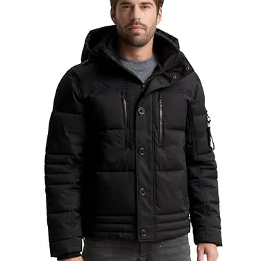 Tom Tailor Herren Pufferjacke mit abnehmbarer Kapuze