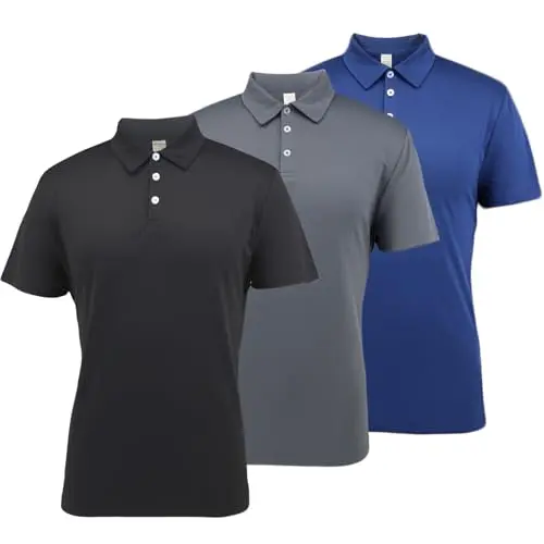 LANBAOSI 3er Pack Herren Poloshirts Kurzarm Schnelltrockend Atmungsaktiv Sommer Sport T-Shirts