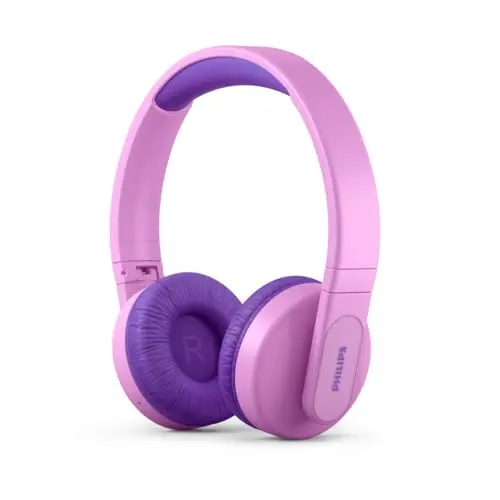 Philips Kinderkopfhörer TAK4206PK/00 - Over-Ear, 28 Stunden Wiedergabe, Kontrollierbare Lautstärke, Pink mit Lichtern