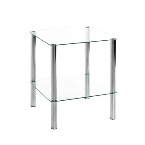HAKU Beistelltisch in Chrom und Glas - Modernes Design, 39 x 47 x 39 cm