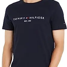 Tommy Hilfiger Herren T-Shirt Kurzarm mit Logo, Blau (Sky Captain), XS