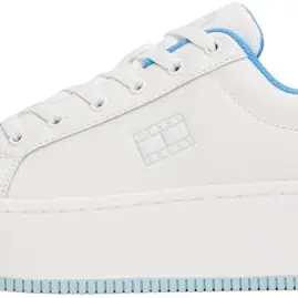 Tommy Jeans Damen Flatform Sneaker, Mehrfarbig (Ecru/Copenhagen Blue), Größe 41