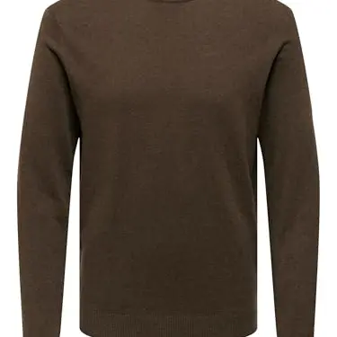 ONLY & SONS Herren Onsloui Mel Crew Knit, Coffee Bean, Größe M