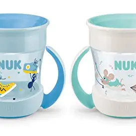 NUK Mini Magic Cup Trinklernbecher | auslaufsicherer 360°-Trinkrand | ab 6 Monaten | BPA-frei | 2 Stück