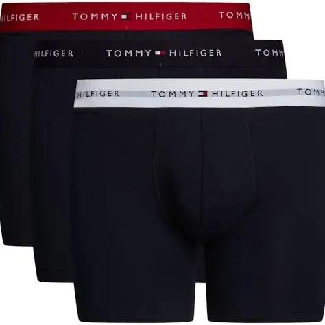Tommy Hilfiger Herren 3er Pack Boxershorts aus Baumwolle, Mehrfarbig (Rot/Weiß/Blau), S