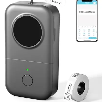 Phomemo D30 Etikettendrucker - Tragbares Bluetooth Etikettiergerät für Zuhause, Büro und Schule - Grau