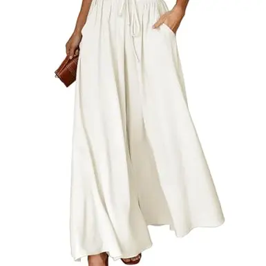 Voqeen Damen Sommer Palazzo Hose – Lässige, elegante Freizeithose mit hohen Taillen und Taschen