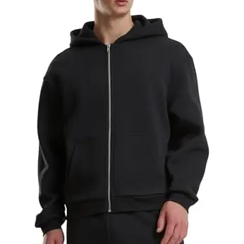 Urban Classics Fluffy Zip Cardigan in Schwarz, Größe M