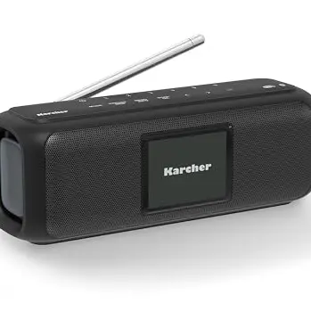 Karcher DAB Go tragbarer Bluetooth Lautsprecher & Digitalradio Schwarz mit Farbdisplay und Akku