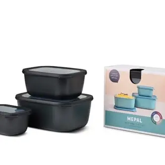 Mepal Multischale Cirqula 3-teiliges Set - Vorratsdosen in Nordic Black - 750, 1500 & 3000 ml