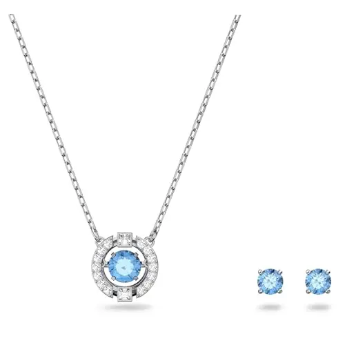 Swarovski Una Set, Blau, Rhodiniert