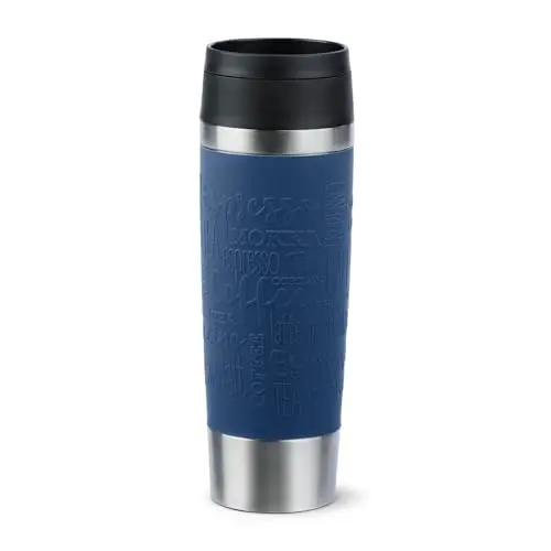 Emsa Travel Mug Classic 0,5 Liter - Edelstahl, 100% dicht, spülmaschinenfest, Dunkelblau