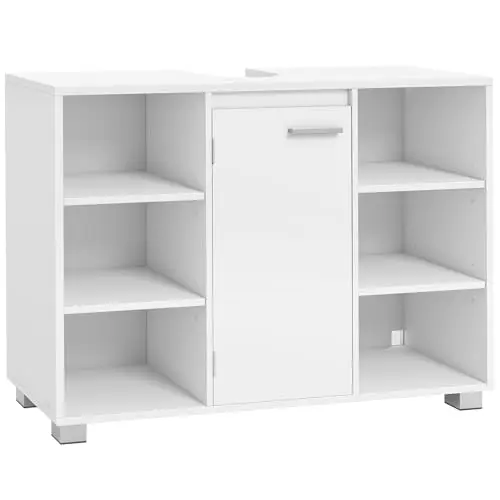 VASAGLE Waschbeckenunterschrank, Badezimmerschrank mit verstellbaren Ablagen, wolkenweiß, 30 x 90 x 60 cm