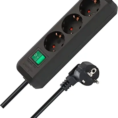 Brennenstuhl Eco-Line 3-fach Steckdosenleiste mit Schalter und 1,5m Kabel - schwarz