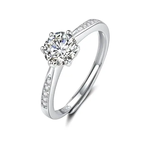 Damen Silberring, 925 Sterling Silber, Verstellbarer Partner- und Ehering mit Zirkonia, Geschenk für Frauen
