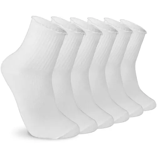 6 Paar elegante Wintersocken für Damen – Rüschen Knöchelsocken in Weiß
