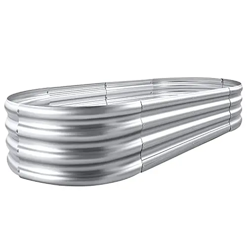 Land Guard Galvanized Raised Garden Bed Kit – Oval Large Metal Planter for Outdoor Vegetables