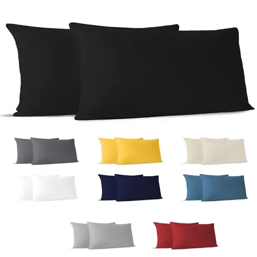 Dreamzie Kissenbezug 40 x 80 cm (2er Set) - Schwarz - Hypoallergen und resistent