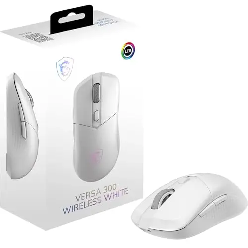 MSI Versa 300 Wireless White Gaming-Maus – 8000 DPI, 6 Tasten, RGB, 50 Stunden Akkulaufzeit