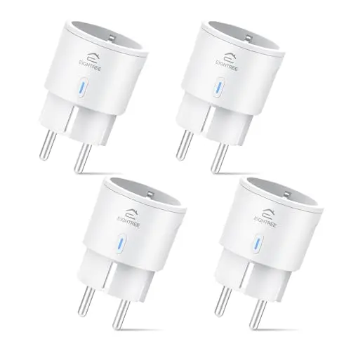 EIGHTREE Smart WLAN Steckdose 4er Pack, Sprachsteuerung & Timer, kompatibel mit Alexa und Google Home, 2.4GHz WiFi