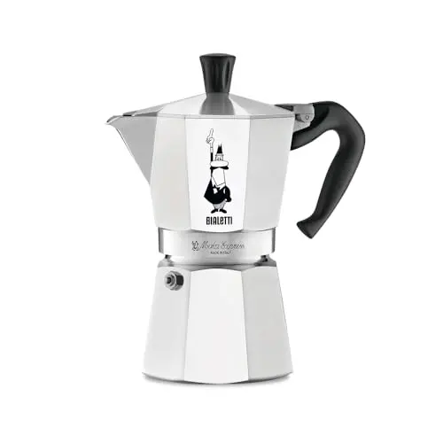 Bialetti Moka Express Herdplatten-Espressomaschine, Aluminium, 270 ml, Silber/Schwarz