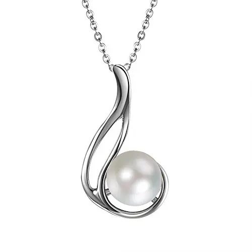 OIDEA Damen Halskette aus 925 Sterling Silber mit Süßwasserperle - Eleganter Halsschmuck für Frauen und Mädchen