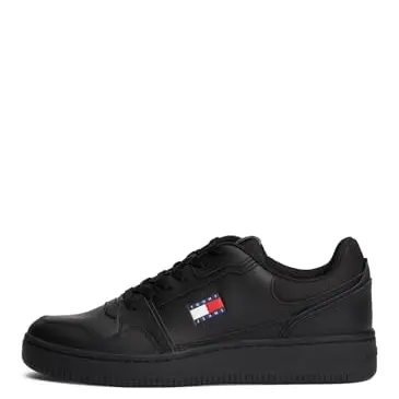 TOMMY JEANS Herren Sneaker Retro Basket Low Top, Schwarz, Größe 40