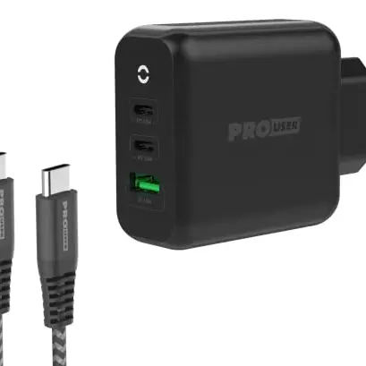Pro User USB-C-PD GaN Netzladegerät 65W mit 3 Anschlüssen - Schnellladen für Notebooks und Tablets, inkl. 200cm USB-C Kabel