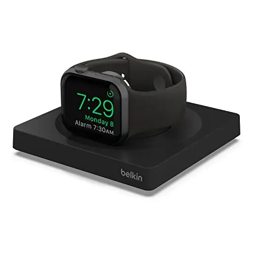 Belkin Apple Watch Ladegerät, drahtloses Ladepad mit Weckermodus, USB-C-Kabel für Series 8, 7, 6, Ultra und mehr
