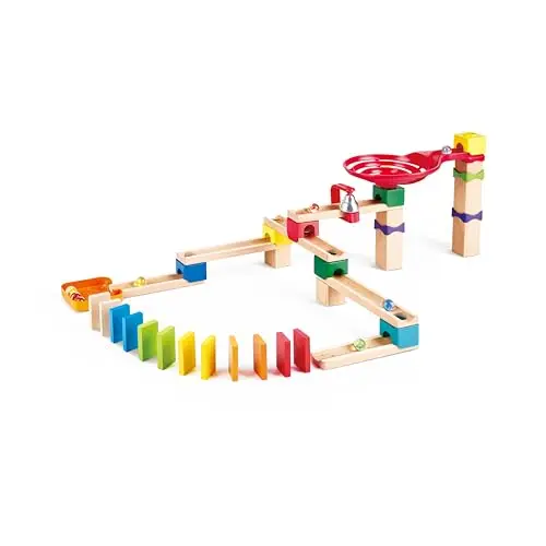Hape Murmelbahn mit Domino - Doppelspur Kugelbahn Set aus Holz für Kinder ab 3 Jahren