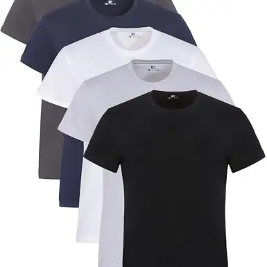 Lower East Basic Rundhals T-Shirts für Herren, 3er/5er/10er Pack, 100% Baumwolle, viele Farben