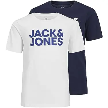 Jack & Jones Junior Logo T-Shirt (2er Pack, Navy Blazer/Weiß, größengeschminkt)