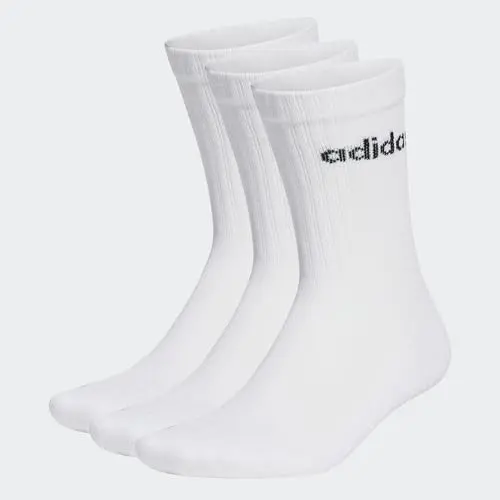 adidas Unisex Linear Crew Socken, 3 Paar, Weiß/Schwarz, Größe 42-45