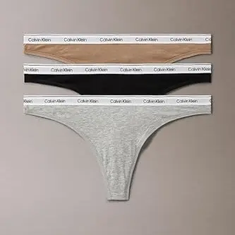 Calvin Klein Damen 3er Pack Strings Thong Unterwäsche, Mehrfarbig