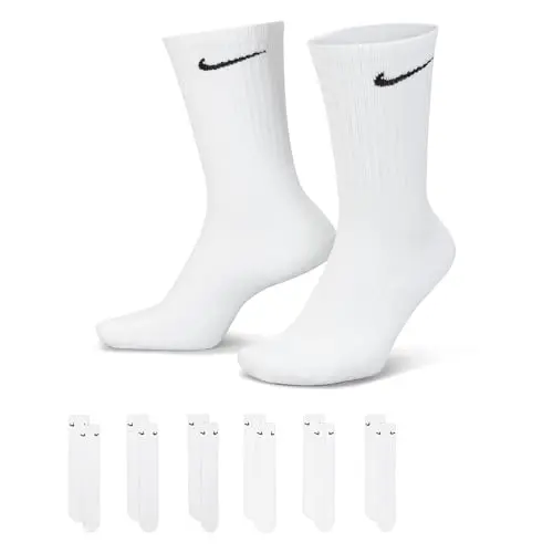 Nike Herren Everyday Cushion Crew Socken, 6er Pack, Weiß/Schwarz