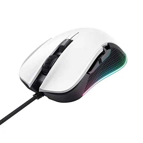Trust Gaming GXT 922W Ybar Gaming Maus mit RGB, 200-7200 DPI, 6 programmierbare Tasten - Weiß