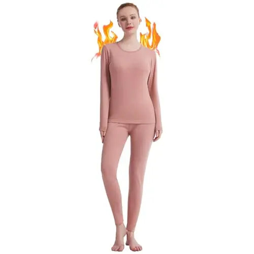 Fomolom Damen Thermounterwäsche Set - Weiche, lange Skiunterhose