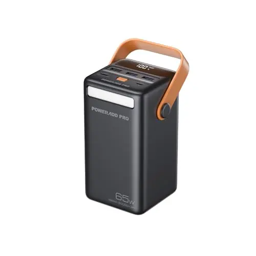 Power Bank 50000mAh 65W USB C mit LED Display – Externer Akku für Laptop, Handy & mehr, Schwarz